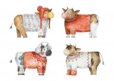 Открытка Cardsi - New year cows №2736