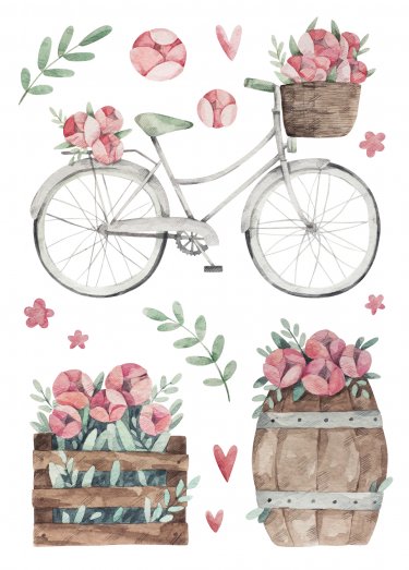 Открытка Cardsi - Bicycle with flowers №2745
