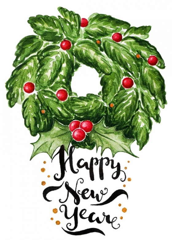 Открытка - Happy Ney Year Christmas wreath №1232