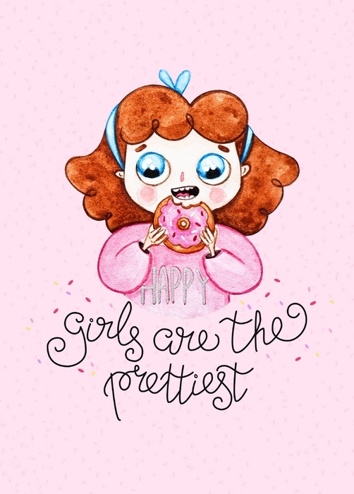 Открытка -Happy girls are the prettiest №1358