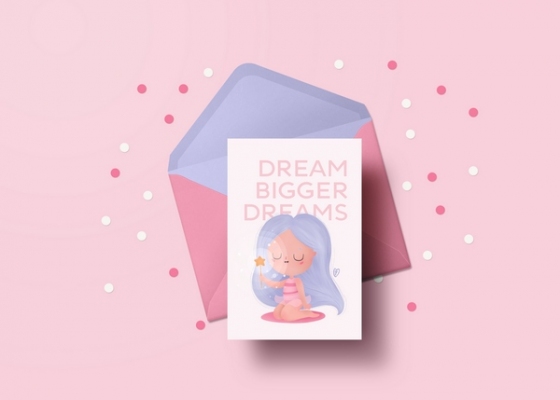 Открытка - Dream bigger drsams №1670