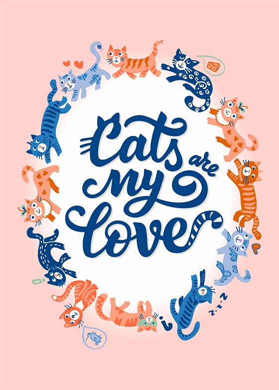 Открытка - Cats are my love №2306