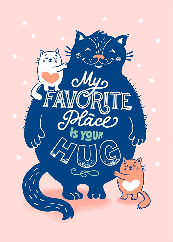 Открытка - My favorite place is your hug №2310