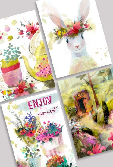 Набор открыток - Цветы (4 шт)