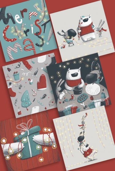 Набор Новогодних открыток artketdesign (6 штук) №194