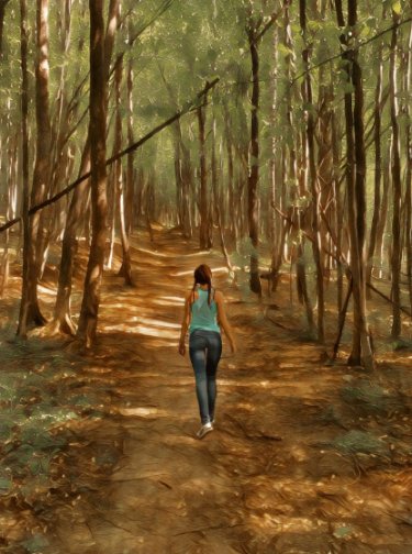 Открытка - Девушка в лесу №4864