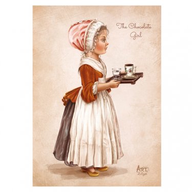 Открытка - Девушка с чашкой шоколада №4997