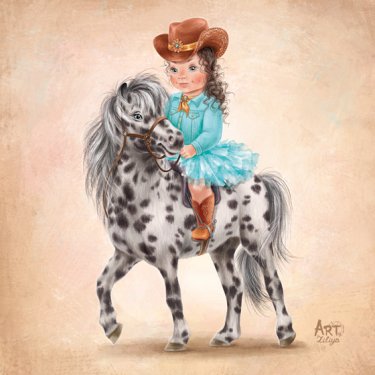Открытка - Девочка на лошадке №5001