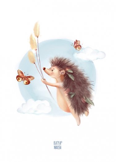Открытка Cardsi - Hedgehog flying through spring №3506
