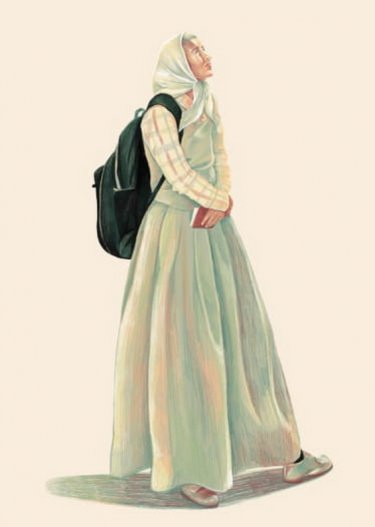 Открытка Cardsi -  Женщина с рюкзаком №3205