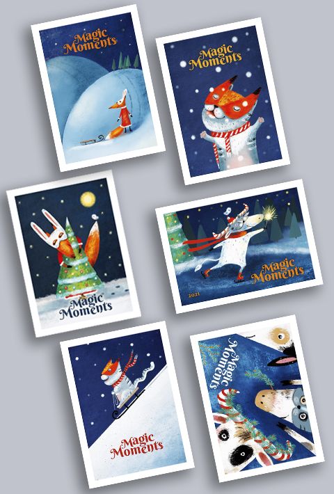 Набор Новогодних открыток Марины Скиба (6 штук) №204