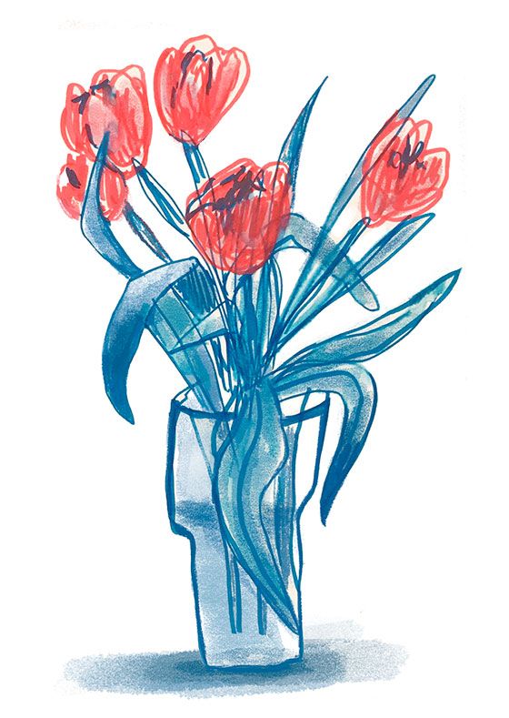 Открытка - Открытка Тюльпаны в стакане №3594
